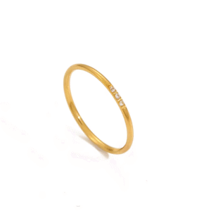 Anillo "Stellar 204"con Zirconias en Acero Inoxidable y Chapado en Oro de 18K