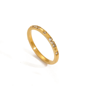 Anillo "Stellar 210" con Zirconias en Acero Inoxidable y Chapado en Oro de 18K