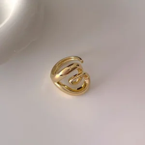 Anillo "Doodle Heart" en Acero Inoxidable y chapado en Oro de 18K