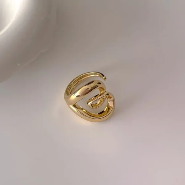 Anillo "Doodle Heart" en Acero Inoxidable y chapado en Oro de 18K