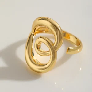Alternative view of Anillo "Doodle Heart" en Acero Inoxidable y chapado en Oro de 18K