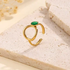 Anillo "Green Dot" en Acero Inoxidable de Titanio