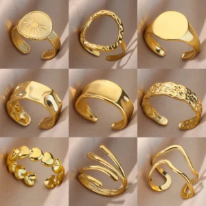 Alternative view of Anillo "Camino" en Acero Inoxidable y Chapado en Oro de 18K