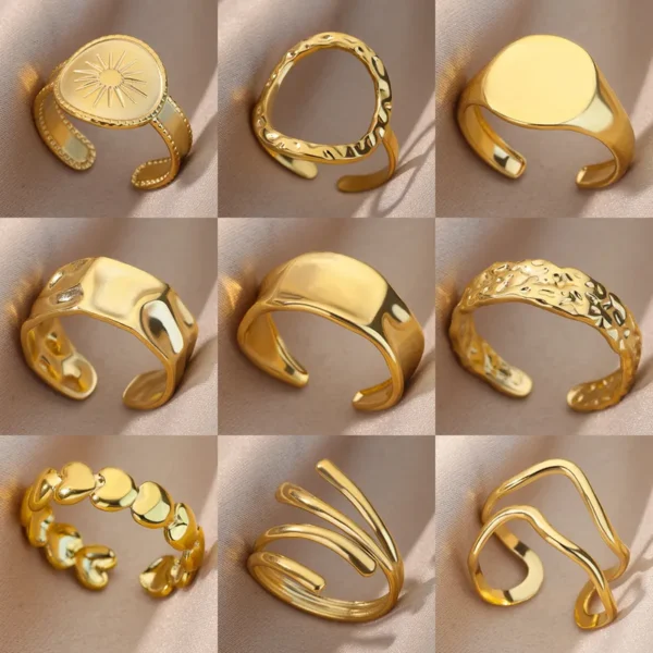 Anillo "Camino" en Acero Inoxidable y Chapado en Oro de 18K - Imagen 2