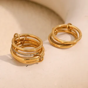 Alternative view of Anillo"Bagues 4" en Acero Inoxidable y Chapado en Oro de 18K
