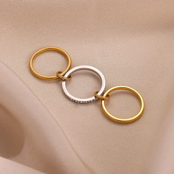 Anillo"Bagues 3" en Acero Inoxidable y Chapado en Oro de 18K - Imagen 3