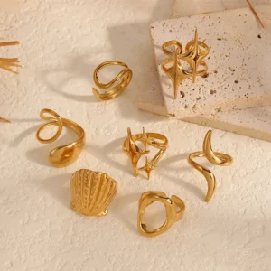 Alternative view of Anillo "O" en Acero Inoxidable y Chapado en Oro de 18K