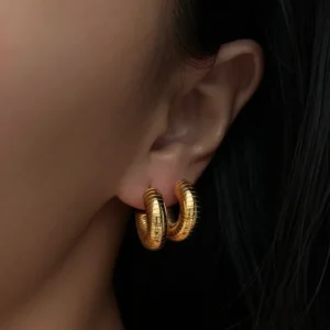 Arracadas "Romanas"en Acero Inoxidable y Chapado en Oro de 18K