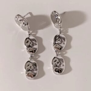 Aretes "Agua" en Color Plata de Acero Inoxidable y Chapdo en Oro de 16K