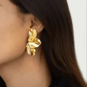 Aretes "Melted Gold" en Acero Inoxidable