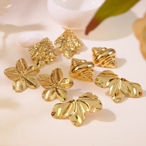 Aretes "Melted Gold" en Acero Inoxidable - Imagen 4