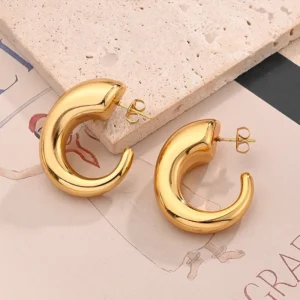 Aretes "Tale" en Acero Inoxidable y Chapado en Oro de 18K