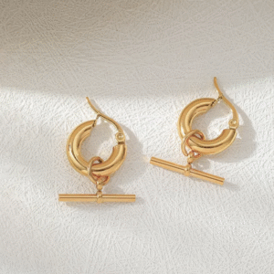 Alternative view of Aretes "Suspendidos"en Acero Inoxidable y Chapado en Oro de 18K