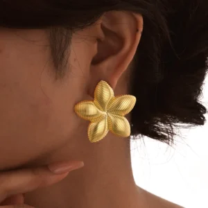 Alternative view of Aretes "Violeta" en Acero Inoxidable Dorado