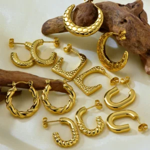 Alternative view of Arracadas en Acero Inoxidable y Chapado en Oro de 18K