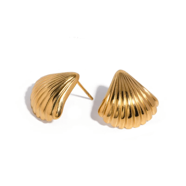 Aretes "Little Shell" en Acero Inoxidable  y Chapado en Oro de 18K - Imagen 3