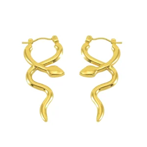 Arracadas "Serpentia"en Acero Inoxidable de Titanio y Chapado en Oro de 18K