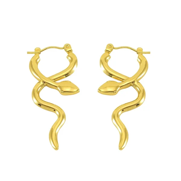 Arracadas "Serpentia"en Acero Inoxidable de Titanio y Chapado en Oro de 18K