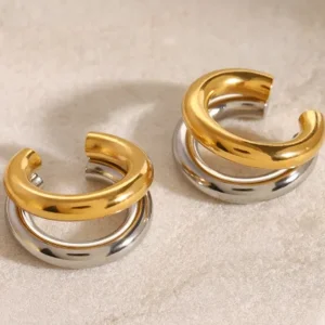 Ear Cuff "Mixing Metals" en Acero Inoxidable y Chapado en Oro de 18K