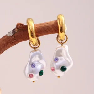 Arracadas "Kusama Pearl" en Acero Inoxidable