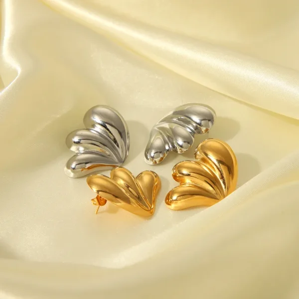 Aretes "Clouds" en Acero Inoxidable Dorado - Imagen 3