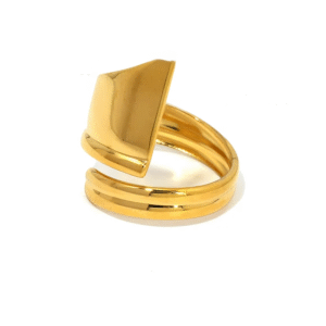 Anillo"Comète" en Acero Inoxidable y Chapado en Oro de 18K