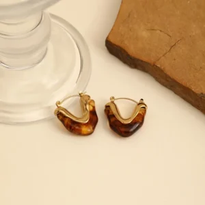 Aretes "Caramel" en Acero Inoxidable y Resina