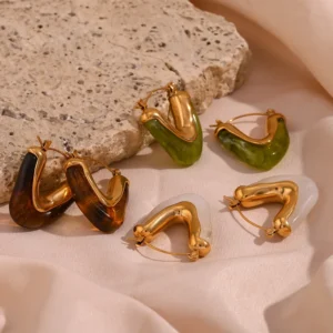 Alternative view of Aretes "Caramel" en Acero Inoxidable y Resina