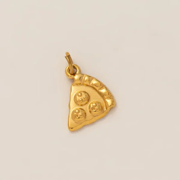 Charm "Pepperoni Pizza" en Acero Inoxidable y Chapado en Oro de 18K