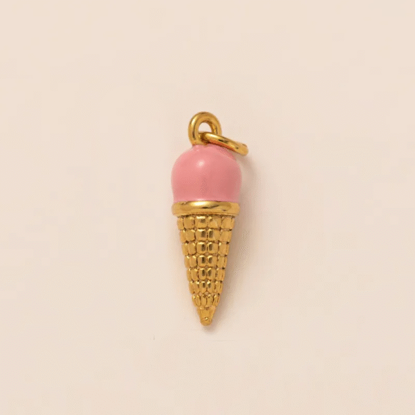 Charm "Strawberry Ice Cream" en Acero Inoxidable y Chapado en Oro de 18K