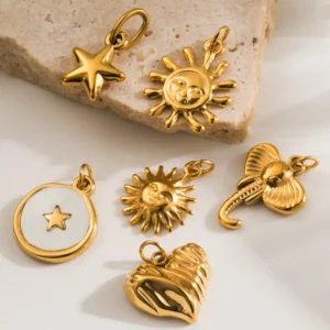 Alternative view of Charm "Melting Heart" en Acero Inoxidable y Chapado en Oro de 14K