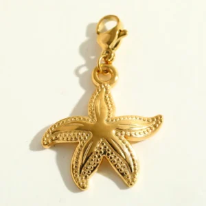 Charm "Starfish" en Acero Inoxidable y Chapado en Oro de 18K con Broche de Langosta