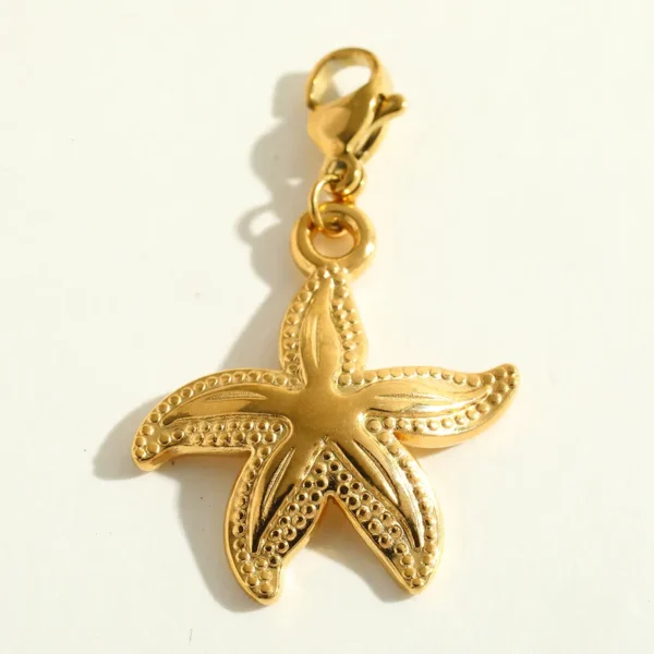 Charm "Starfish" en Acero Inoxidable y Chapado en Oro de 18K con Broche de Langosta