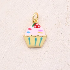 Charm "Cupcake" en Cobre Chapado en Oro de 18K