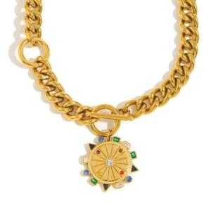 Collar "Camino" de Cadena Cubana en Acero Inoxidable Dorado