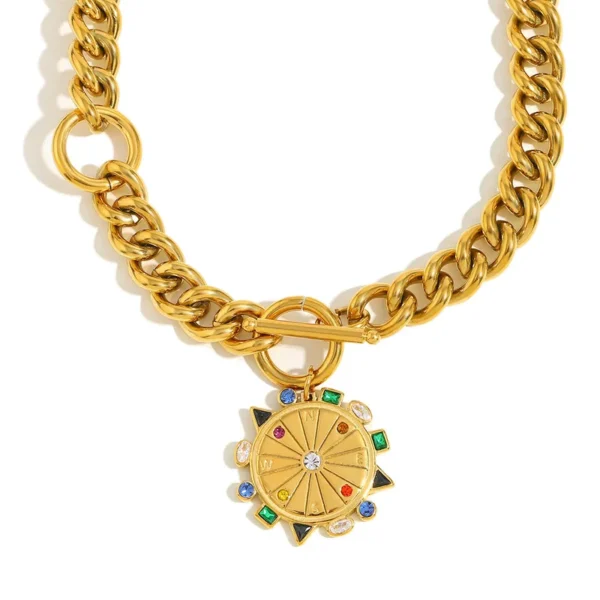 Collar "Camino" de Cadena Cubana en Acero Inoxidable Dorado