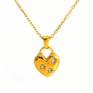 Collar "Twinkle Heart" en Acero Inoxidable y Chapado en Oro de 18K
