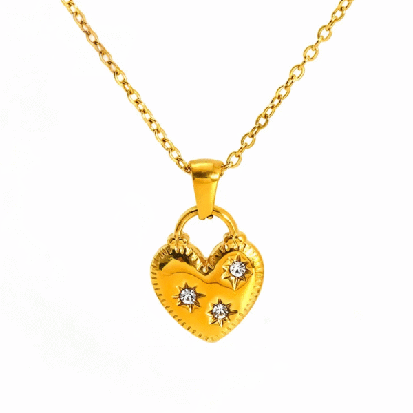 Collar "Twinkle Heart" en Acero Inoxidable y Chapado en Oro de 18K