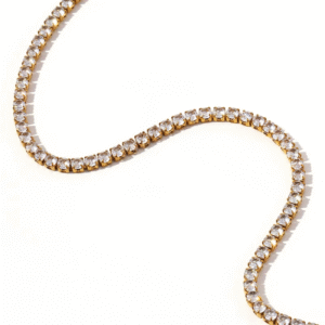 Gargantilla "Cristal" con Zirconias en Acero Inoxidable y Chapado en Oro de 18K (Grosor 3mm)