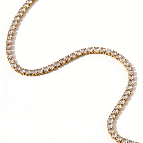 Gargantilla "Cristal" con Zirconias en Acero Inoxidable y Chapado en Oro de 18K (Grosor 3mm)