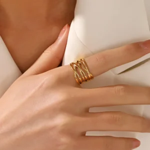 Alternative view of Anillo "Tejido" en Acero Inoxidable