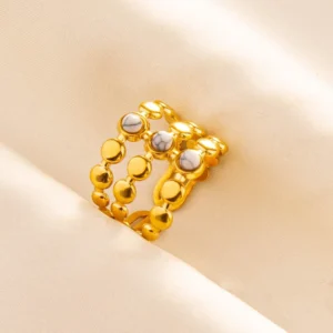 Anillo "Bubbles" en Acero Inoxidable Dorado