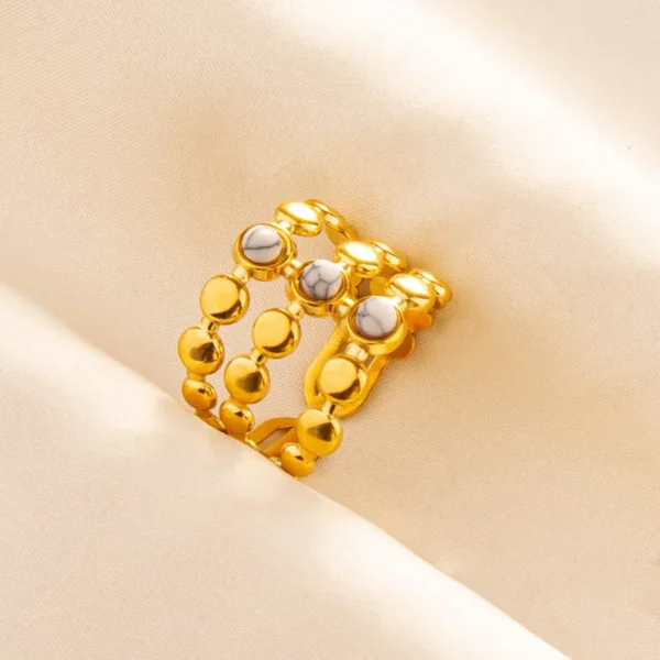 Anillo "Bubbles" en Acero Inoxidable Dorado
