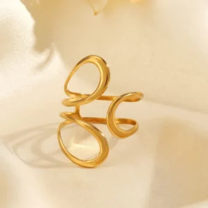 Anillo "Contemporary" en Acero Inoxidable y Chapado en Oro de 18K