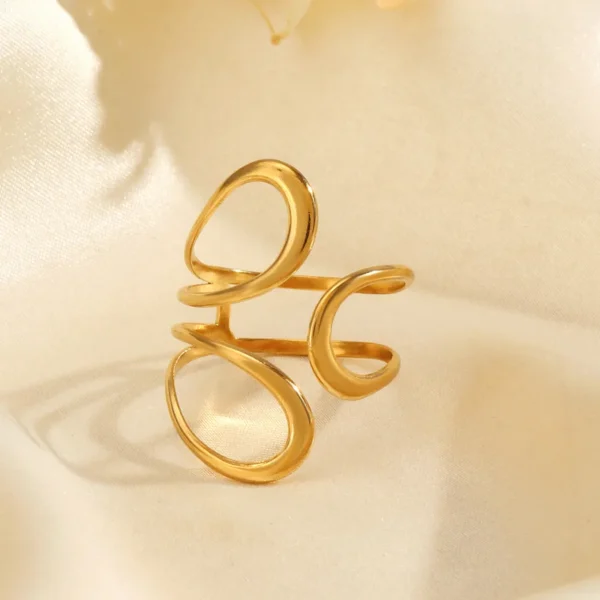 Anillo "Contemporary" en Acero Inoxidable y Chapado en Oro de 18K