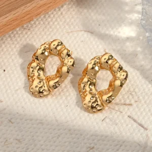 Aretes Forma Viva en Acero Inoxidable Dorado