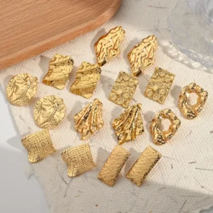 Alternative view of Aretes " Pergamino" en Acero Inoxidable Dorado