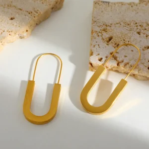 Arracadas "Trombone" en Acero Inoxidable y Chapado en Oro de 18K