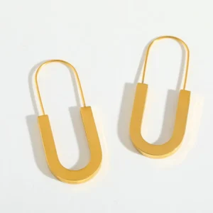 Alternative view of Arracadas "Trombone" en Acero Inoxidable y Chapado en Oro de 18K