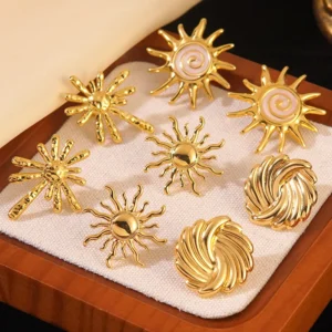 Alternative view of Aretes "Tumbleweed"en Acero Inoxidable Dorado